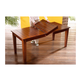 Mesa de madeira maciça marrom extensível para jantar 150/195 x 80 x 76,6 cm | Coleção América